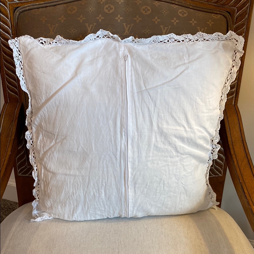 Vintage 70s White Crochet Lace Accent Pillows, Handmade, Boho Cottage Fairy Core - Picture 4 of 8